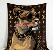 LV Lion with Sunglasses Blanket Cool LV Monogram Lion Blanket 115